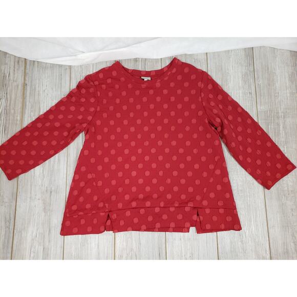 EUC Niche Nilgun Derman Red Polka Dot Lagenlook Long Sleeve Shirt Size XL - Picture 4 of 7